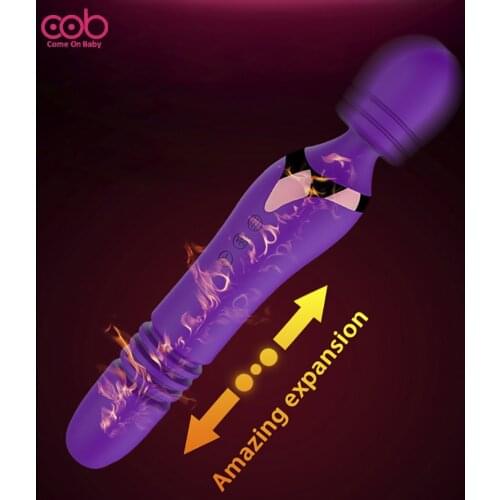 Double Head Vibrators AV Stick Wand Massager Telescopic Rotating Dildo Heating Vagina Clitoris Stimulate Sex Toys for Women