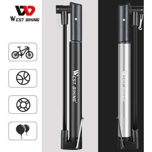 WEST BIKING Bicycle Pump 120PSI High Pressure Foot Pump Portable Alloy Tire Inflator Schrader Presta Valve Bicycle Accessories