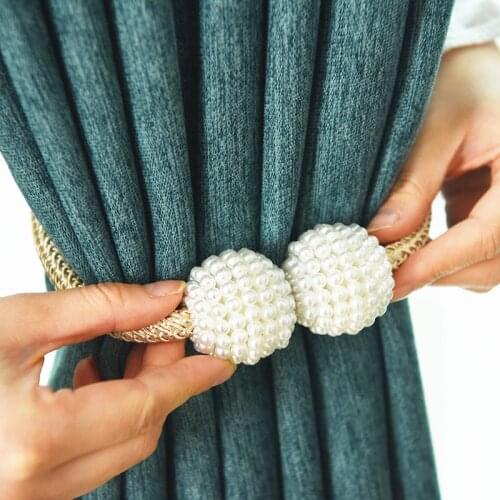 Pearl Magnetic Curtain Clip Holders Tieback Buckle Clips Hanging Ball Buckle Tie Back Curtain Accessories Home Decor