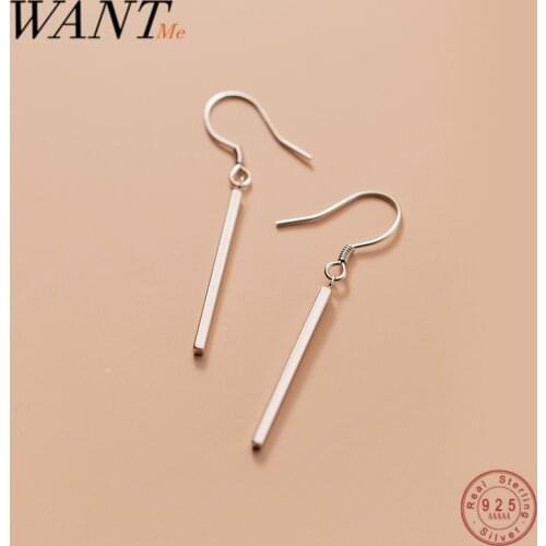 WANTME 925 Sterling Silver Simple Bohemian Long Single Rod Earrings for Women Hip Hop Rock Line Party Trendy Jewelry Accessories
