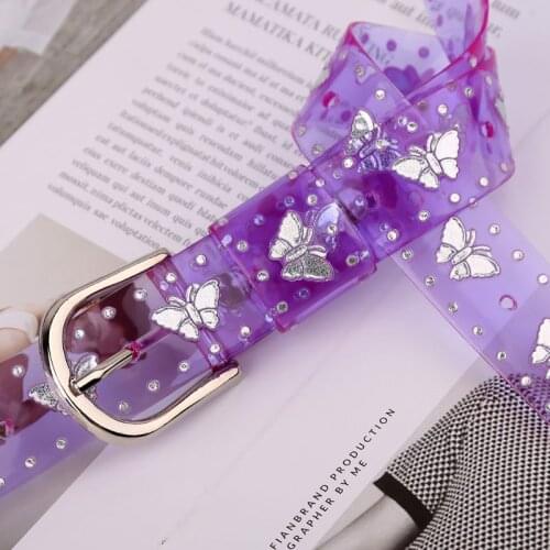 Sweet Candy Color Laser Butterfly Belt Women Dress Transparent Jelly Waist Belt