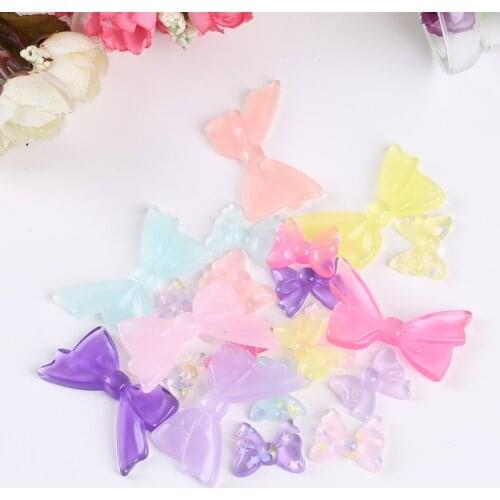 21pcs resin glitter bow for DIY phone decoration hair craft nail decoration mixed colors