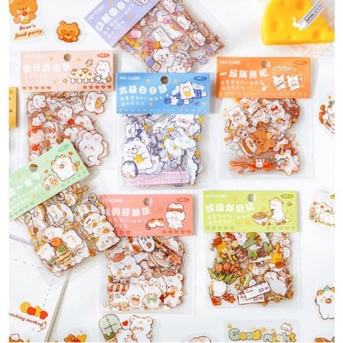 46 pcs /pack Chubby Animal Bear Rabbit Cat Hand Account DIY Decorative Stickers