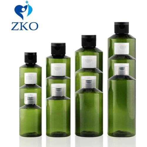 5pcs/lot 50ml 100ml 150ml 200ml Green Tilt Shoulder Bottle with Flip Top Cap Travel Refillable Comstics Shampoo Bottle