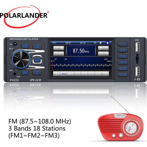 Car Radio 1DIN MP5 player AUX Dual USB Not Touch Screen SD Card Bluetooth 7 Color Button Rear Microphone IPS 3.8 Inch U Disk