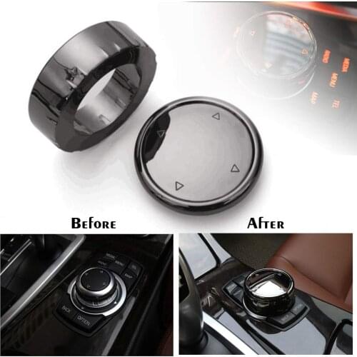 Car Multimedia Button Cover Knob Frame Trim BMW F10 F20 F30 For iDrive Button Black