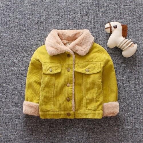 Winter Baby Girls Warm Coat Kids Neutral Plus thick Jacket Simple Solid Color Clothing Autumn Coat Children For 0 1 2 3 Years