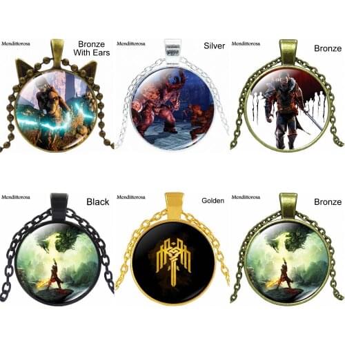 Dragon Age Glass Cabochon Pendant Maxi Necklace Jewelry For Women Kids