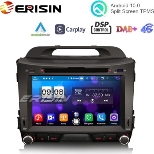 Erisin ES8733S 8" Android 10.0 Radio DVD CarPlay & Auto GPS 4G WiFi DSP TPMS DVR for Kia Sportage Car Multimedia
