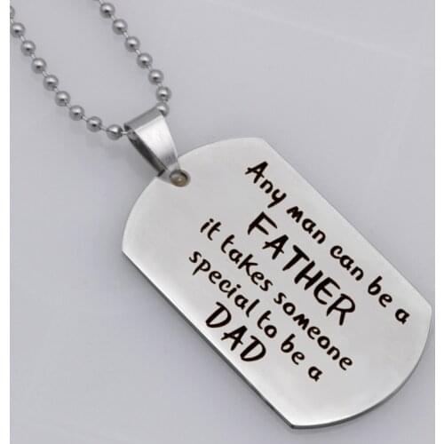 Any man can be a father it takes someone to be a dad stainless steel jewelry family gift Customed picture necklaceN420