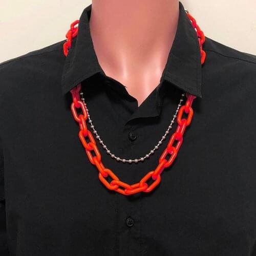 Punk Streetwear Biker Heavy Duty Jeans Link Pants Keychain Double Acrylic Chunky Belt Chain Wallet Chain Fashion Jewelry R58E