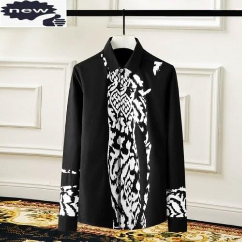 Fashion Mens Long Sleeve Leopard Printed Shirts Plus Size Wedding Party Dress Shirt 2021 New Business Man Casual Tops Camisas