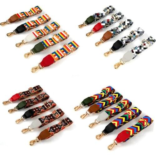 Fashion Bag Handle Bag Strap For Women Removable Diy Shoulder Rainbow Handbag Accessories Cross Body Messenger Nylon Bag Straps