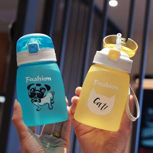 Cartoon Animal Frosted Small Plastic Water Bottles Creative Frosted Water Bottle Travel Tea Cup Girl Gift Cup