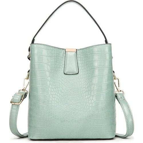 New 2021 Bucket Bag Simple Shoulder Bag Fashion Pu Handbag Temperament Ladies Diagonal Bag Korean Version