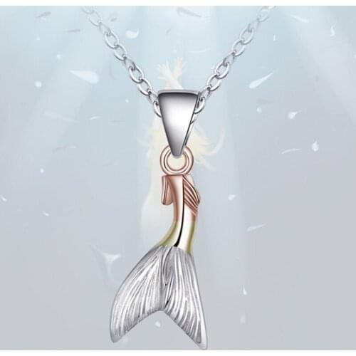 925 Sterling Silver Mermaid Pendant Necklace Christmas Present Necklace For Women Fashion Jewelry Collares Collar
