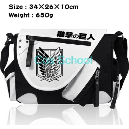 Cos School Attack on Titan Bags Scout Regiment Satchel Student Backpacks Levi Ackerman Crossbody Bag Anime Bags