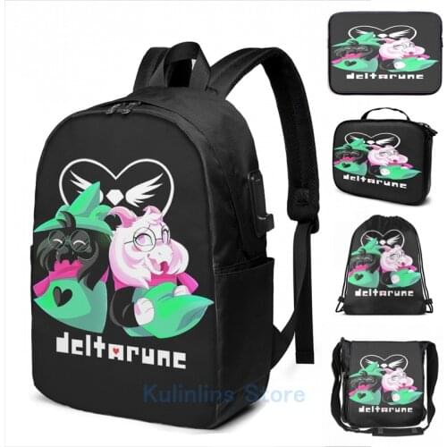 Funny Graphic print DELTARUNE Ralsie USB Charge Backpack men School bags Women bag Travel laptop bag