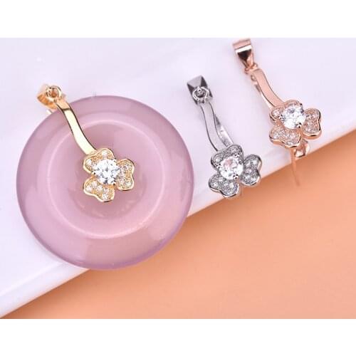 S925 sterling silver trefoil pendant buckle emerald beeswax amber safety buckle pin buckle DIY pendant accessories