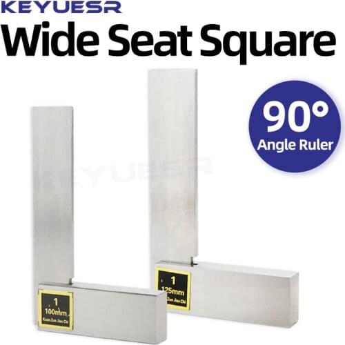Wide Seat Square 90 Degrees Carbon Steel L-shaped Ruler Woodworking Protractor Measuring Tool Level 1 Accuracy Steel Angle Ruler