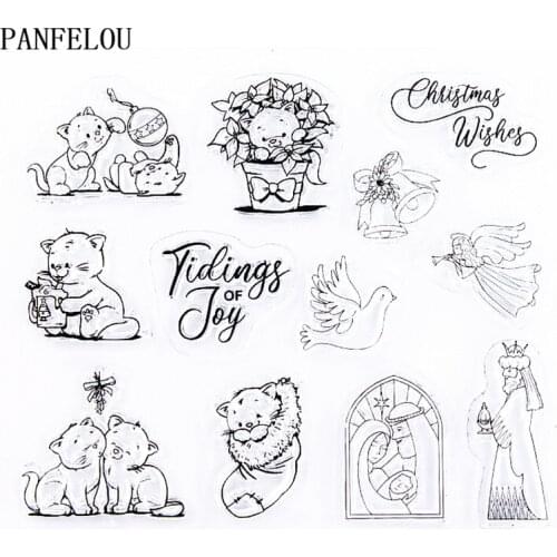 PANFELOU cat greeting Transparent Clear Silicone Stamp/Seal DIY scrapbooking/photo album 17x15cm clear stamp sheets