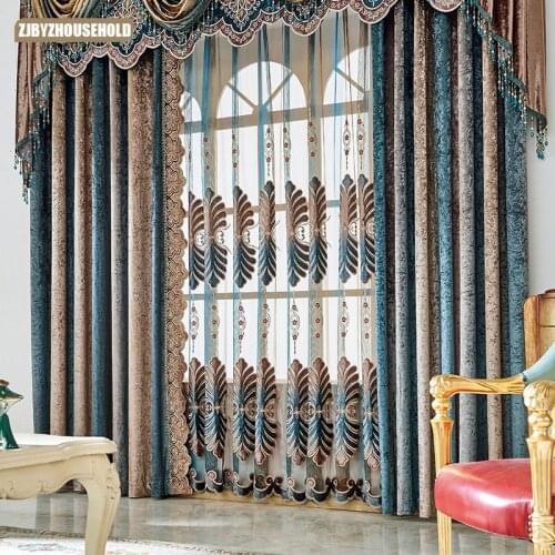 Mediterranean Style Curtains for Living Dining Room Bedroom Flannel Embroidered Curtains Valance Curtains Window Curtain tulle