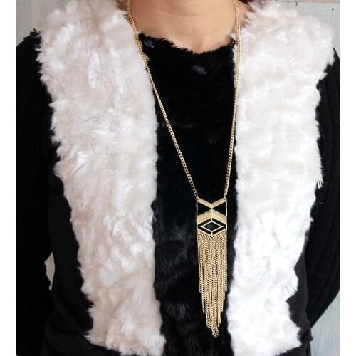 Spot gold alloy jewelry wholesale fashion new ms tassel necklaces Long sweater chain