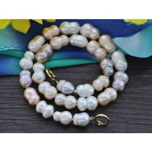 Z10332 17" 16mm White Pink Lavender Double Freshwater Pearl Necklace