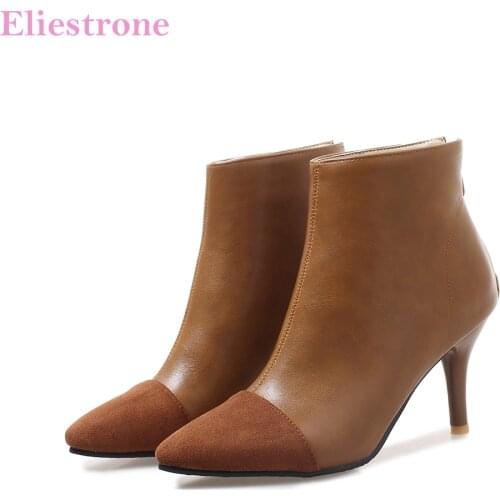 Brand New Winter Classic Yellow Army Green Women Ankle Boots Sexy Lady Dress Shoes High Heels AC2093 Plus Big Size 10 32 43 46