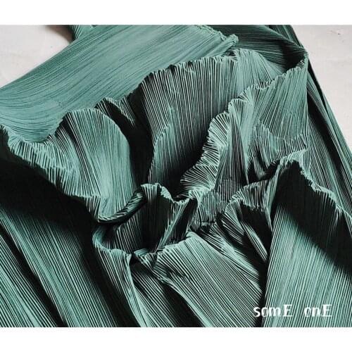Stiff Pleated Fabric Miyake Folds Blackish Green DIY Patchwork Pants Clothes Decor Art Painting Skirt Dress Designer Fabric