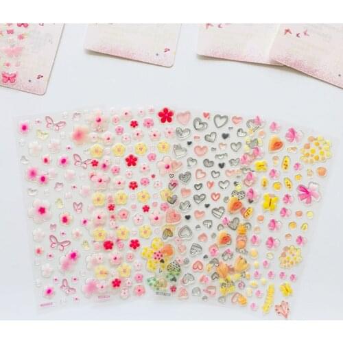 1 Sheet Crystal Epoxy Butterfly Flower Heart Decorative Stickers Dairy Album Decor Phone Bottle DIY Stick Label