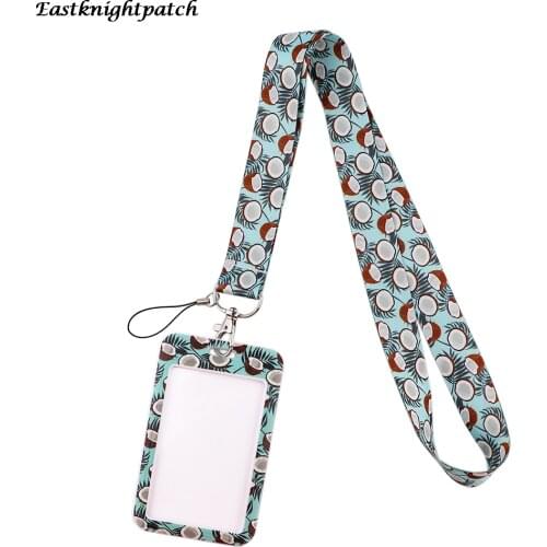 12pcs/lot E3039 Fashion Coconut Necklack Lanyard Key Gym Strap Multifunction Mobile Phone Decoration With Card Holder Cover