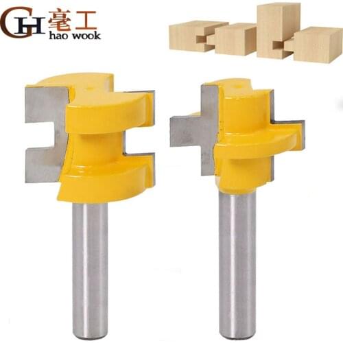 Haowook 2pcs 8mm Shank Carving Knife Square Tooth T-Slot Tenon Milling Cutter Router Bits for Wood Tool Woodworking