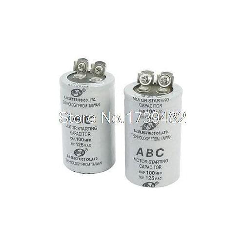 2Pcs AC125V 100MFD 100uF 2 Screw Terminals Motor Start Capacitor