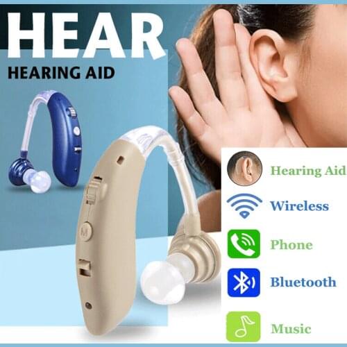 2021 Mini USB Rechargeable bluetooth Hearing Aid Digital BTE Hearing Aids Adjustable Tone Sound Amplifier Portable Deaf Elderly