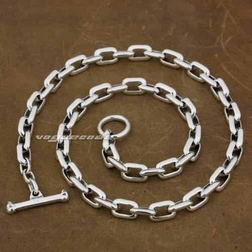 925 Sterling Silver Link Chain Mens Biker Rock Punk Necklace 8W007N