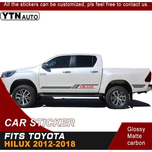 Car Sticker For TOYOTA HILUX 2012 2013 2014 2015 2016 2017 2018 2 Pcs racing styling door body side door stripe graphic vinyl