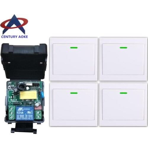 AC 220 V 1 CH high and stable quality wireless relay remote control switch 1 Receiver +4 transmitter wall controller