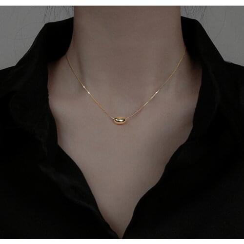Fashion Jewelry Metal Pendant Necklace Simply Deign Vintage Temperament Single Layer Chain Necklace For Girl Fine Accessories