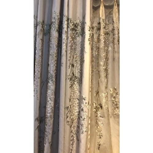 Grape Flower Embroidery Damask Curtain Living Room Bedroom Dining Room Villa Curtain American