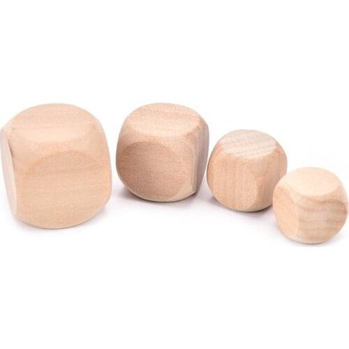 Hot sale 6 Sided 18/20/25/30mm Blank Wood Dice Party Family DIY Games Printing Engraving Kid Toys 1pcs
