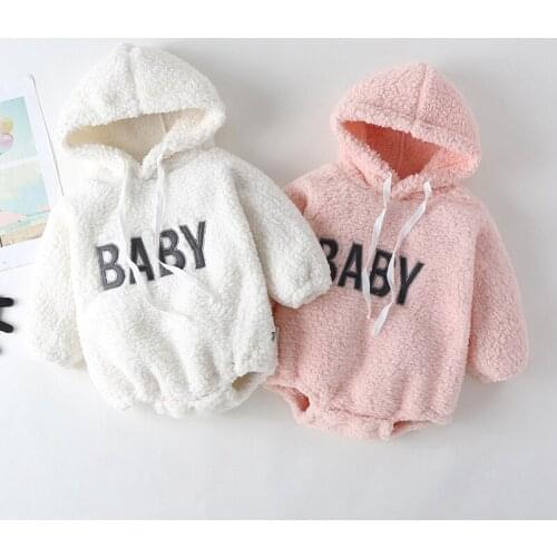 Baby Romper For Winter Girls And Boys Bodysuit Infant One-piece Clothes Hooded Long Sleeve Triangular Crawling