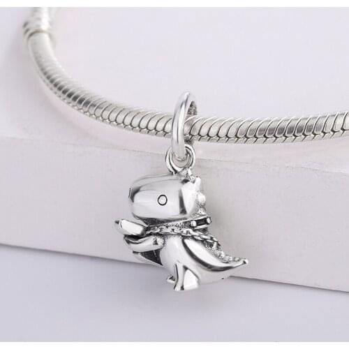 For Pandora 925 Sterling Silver Rock Dinosaur Band Green Synthesizer Pendant Charm Bracelet DIY Jewelry Making