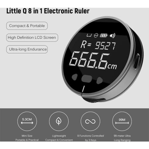 8 in 1 Electronic Ruler LCD Display Range Finder 99m High Accuracy Length Measuring Tool Long Standby Rechargeable Ruler