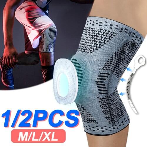 Knee Brace Patella Protector Silicone Spring Knee Pad Basketball Volleyball Compression Knee Sleeve Support Sports Kneepads W023