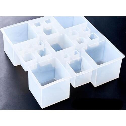 1set=20pcs Twenty-square square cube mirror smooth mold Resin Epoxy Tools different size resin molds for jewelry