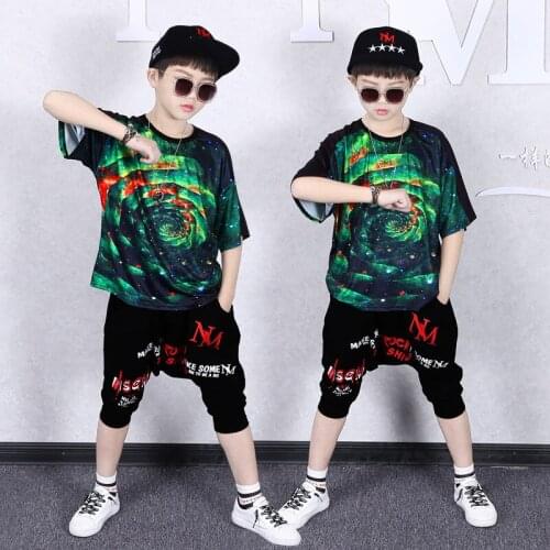 2Pcs Children Jazz Dance Clothing Set For Boys Girls Street Hip Hop Dance Costumes Kids Casual Sport Outfits 6 7 8 9 10 12 14 Y