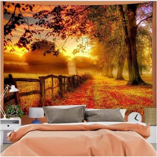 Forest Maple Leaf Red Leaves Tapestry Landscape for Room Decor Wall Blanket Curtain for Bedroom 95x73cm/150x100cm/150X130cm
