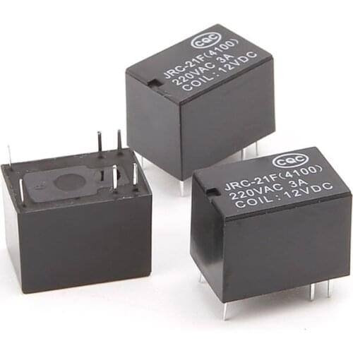 10pcs DC Mini Power Relay 6-pin PCB Mount Circuit Board Relays 3V 5V 12V