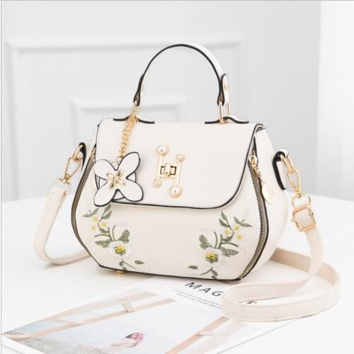 Fashion Embroidery Female Bags 2021 New Handbags Small Bag Sweet Lady Shoulder Bag High Quality PU Leather Messenger Bag